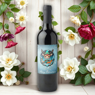 Etiqueta Para Botella De Vino Un mono reno al estilo personalizado