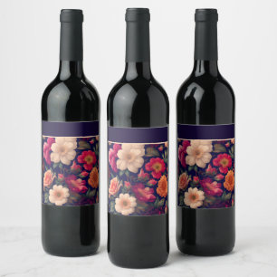 Etiqueta Para Botella De Vino Un papel pintado con un patrón floral 