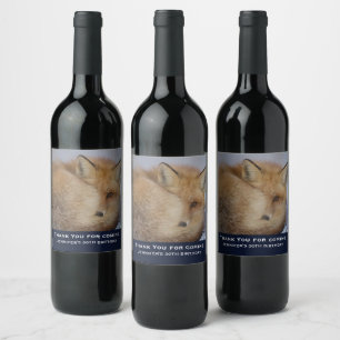 Etiqueta Para Botella De Vino Un Pequeño Zorro Maldito Foto De Invierno Cumplea