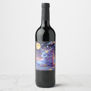 Etiqueta Para Botella De Vino Un pequeño Zorro Susurro de Estrellas bajo la Luz