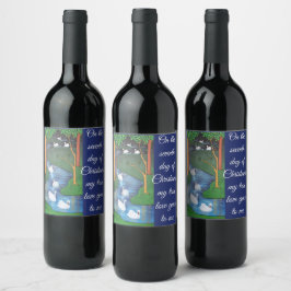 Etiqueta Para Botella De Vino Un rebaño de siete cisnes nadando