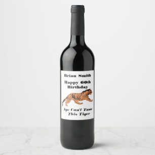Etiqueta Para Botella De Vino Un tigre cumple 60 años