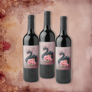 Etiqueta Para Botella De Vino Un toque de rosa y brillo de cisne.