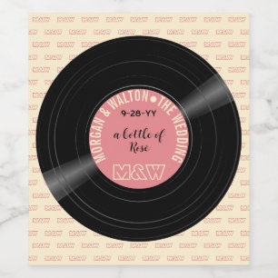 Etiqueta Para Botella De Vino Una botella de Rosé Vinyl Record Monograma Persona