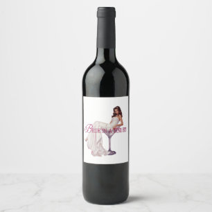 Etiqueta Para Botella De Vino Una Novia en un Tini Bit – Novia en Copa de Martin