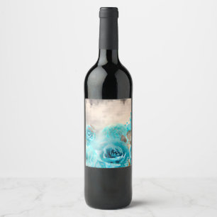 Etiqueta Para Botella De Vino Una serie de diseño de efímera shabby chic azul 7
