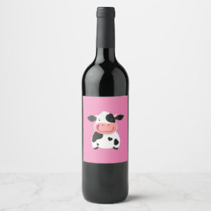 Etiqueta Para Botella De Vino Una vaca lechera feliz