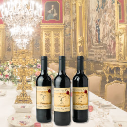 Etiqueta Para Botella De Vino Una Vez, Un Sello De Cera De Cera De Desplazamient