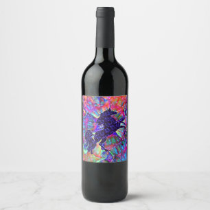 Etiqueta Para Botella De Vino UNICORN DE LOS multicolores UNIVERSOS