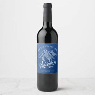Etiqueta Para Botella De Vino Up For Adventure Mountains White ID358