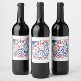 Etiqueta Para Botella De Vino USA 250 Patriotic Anniversary Emblem Design