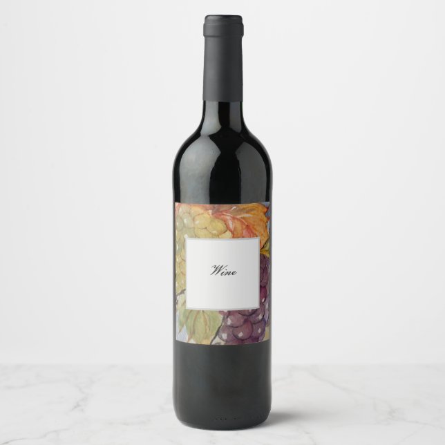 Etiqueta Para Botella De Vino Uvas (Anverso)