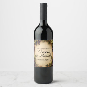 Etiqueta Para Botella De Vino Uvas de viñedo rústico nombre personalizado