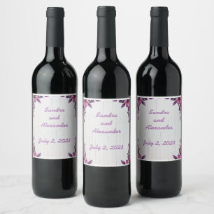 Etiqueta Para Botella De Vino Uvas de vino Flores personalizadas Blanco Rojo