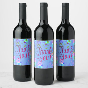 Etiqueta Para Botella De Vino Uvas de vino Flores personalizadas Blanco Rojo