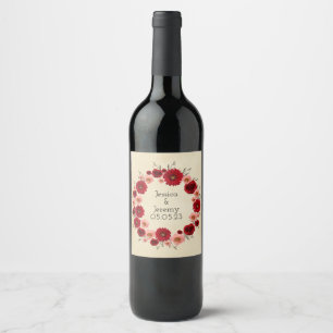 Etiqueta Para Botella De Vino Uvas de vino Flores personalizadas Blanco Rojo