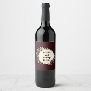 Etiqueta Para Botella De Vino Uvas de vino Flores personalizadas Blanco Rojo