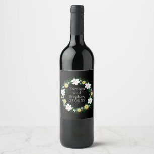 Etiqueta Para Botella De Vino Uvas de vino Flores personalizadas Blanco Rojo