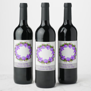 Etiqueta Para Botella De Vino Uvas de vino Flores personalizadas Blanco Rojo