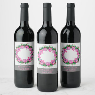 Etiqueta Para Botella De Vino Uvas para Vino Flores Personalizadas Rojo Blanco