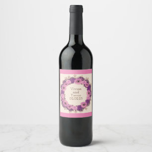 Etiqueta Para Botella De Vino Uvas para Vino Flores Personalizadas Rojo Blanco