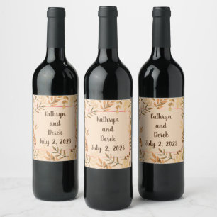 Etiqueta Para Botella De Vino Uvas para Vino Flores Personalizadas Rojo Blanco