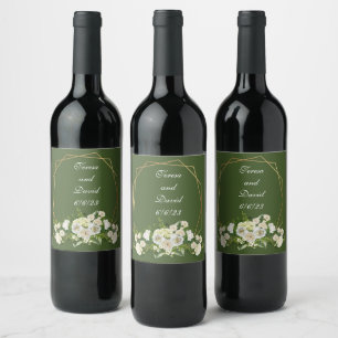 Etiqueta Para Botella De Vino Uvas para Vino Flores Personalizadas Rojo Blanco