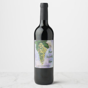 Etiqueta Para Botella De Vino Uvas verdes Art Personalizado Láminas de botellas 