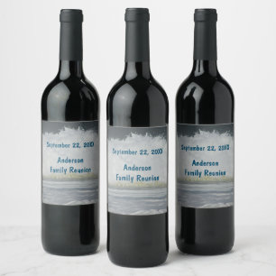 Etiqueta Para Botella De Vino Vacaciones anuales de playa de la Reunión de la Fa