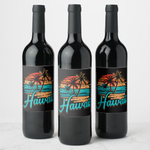 Etiqueta Para Botella De Vino Vacaciones Tropicales en las Islas Hawaianas