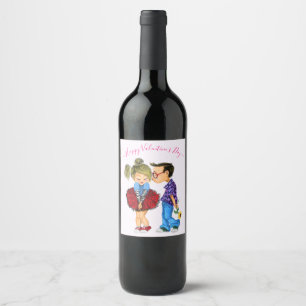 Etiqueta Para Botella De Vino Valentine's Day Couple Wine or Sparkling Wine Labe
