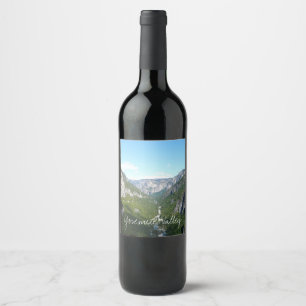 Etiqueta Para Botella De Vino Valle de Yosemite en el Parque Nacional Yosemite