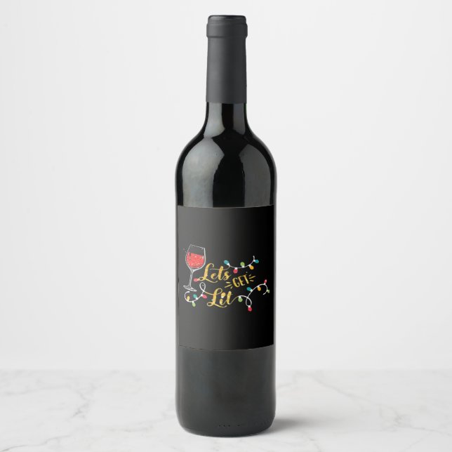 Etiqueta Para Botella De Vino Vamos a conseguir gafas de vino ligero Navidades L (Anverso)