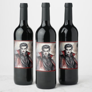 Etiqueta Para Botella De Vino Vampiro masculino