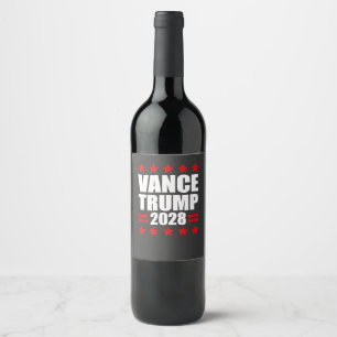 Etiqueta Para Botella De Vino Vance Trump elecciones presidenciales 2028
