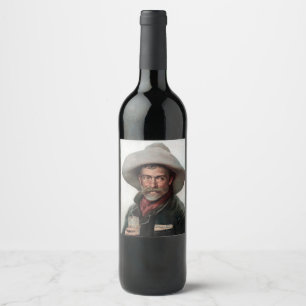 Etiqueta Para Botella De Vino Vaquero franco-hispano en el viejo Saloon occident