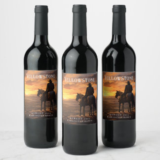 Etiqueta Para Botella De Vino Vaquero furtivo, caballo, Personalizado de sol