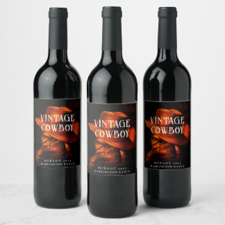 Etiqueta Para Botella De Vino Vaquero Vintage Personalizado occidental