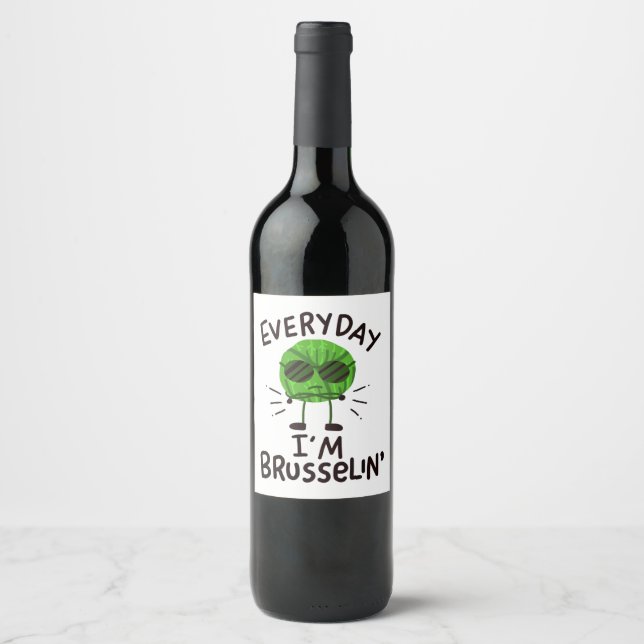 Etiqueta Para Botella De Vino Vegan Brussels Sprouts (Anverso)