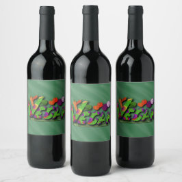 Etiqueta Para Botella De Vino Veganismo Multicolor