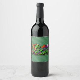 Etiqueta Para Botella De Vino Veganismo Multicolor