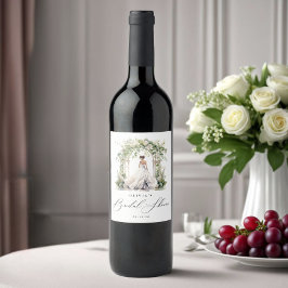 Etiqueta Para Botella De Vino Vegetación acuática Floral Bridal Shower