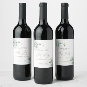 Etiqueta Para Botella De Vino vegetación acuática Primera Comunión