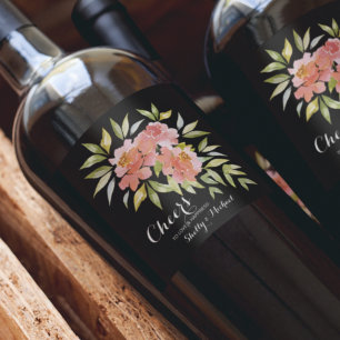 Etiqueta Para Botella De Vino Vegetación acuática y Boda de las flores