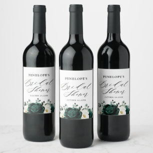 Etiqueta Para Botella De Vino Vegetación Esmeralda Eucalyptus Floral Bridal Show