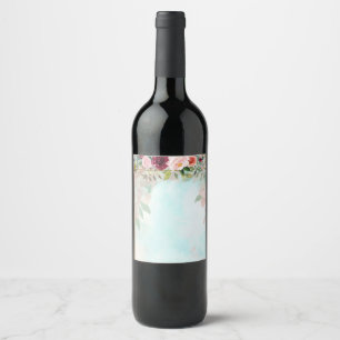 Etiqueta Para Botella De Vino Vegetación floral Elegante Rectangular