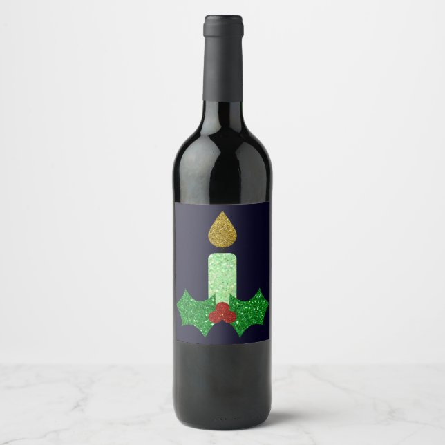 Etiqueta Para Botella De Vino Vela de Navidades purpurinas (Anverso)
