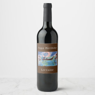Etiqueta Para Botella De Vino Vela Por Etiqueta De Vino De Cumpleaños A La Luz D