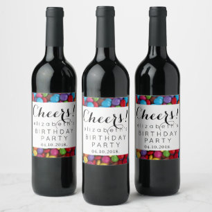 Etiqueta Para Botella De Vino Velas coloridas, Botones de golosinas, Dulces, Cum