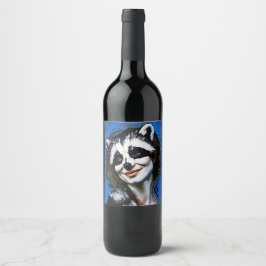 Etiqueta Para Botella De Vino "Velka Teyani" un tramposo de mapache